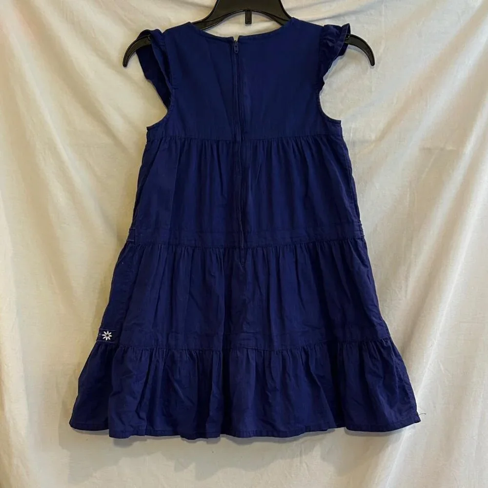 Gymboree Girls 6 Blue Embroidered Flower Short Sleeve Cotton Dress Lightweight